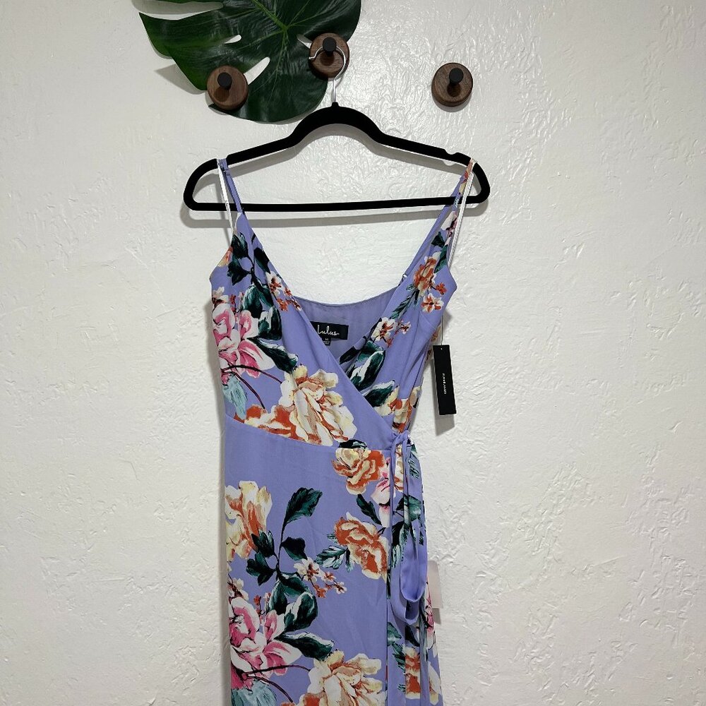 Lulu's Lilac Floral Wrap Dress - Size Medium